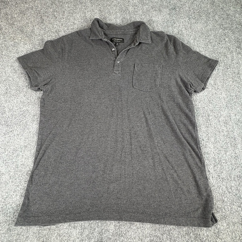 Banana Republic Polo Shirt Men's L Charcoal Piqué Wicking Classic Golf Career